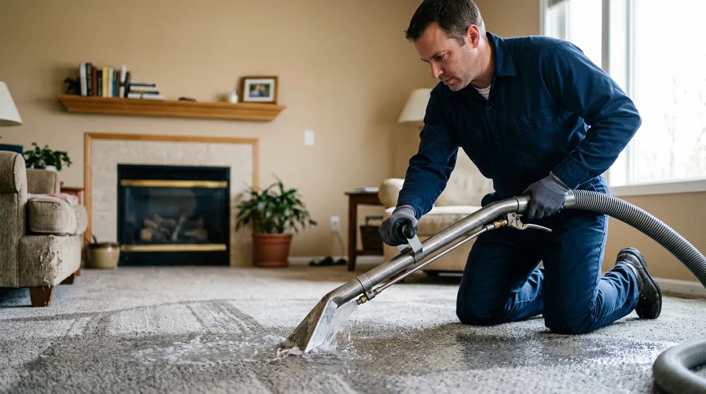Water damage restoration technician working near Eldon, IA